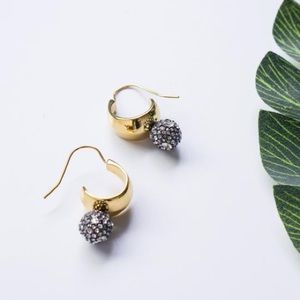 Alexis Bittar Gold Crystal Accent Hoop Earrings